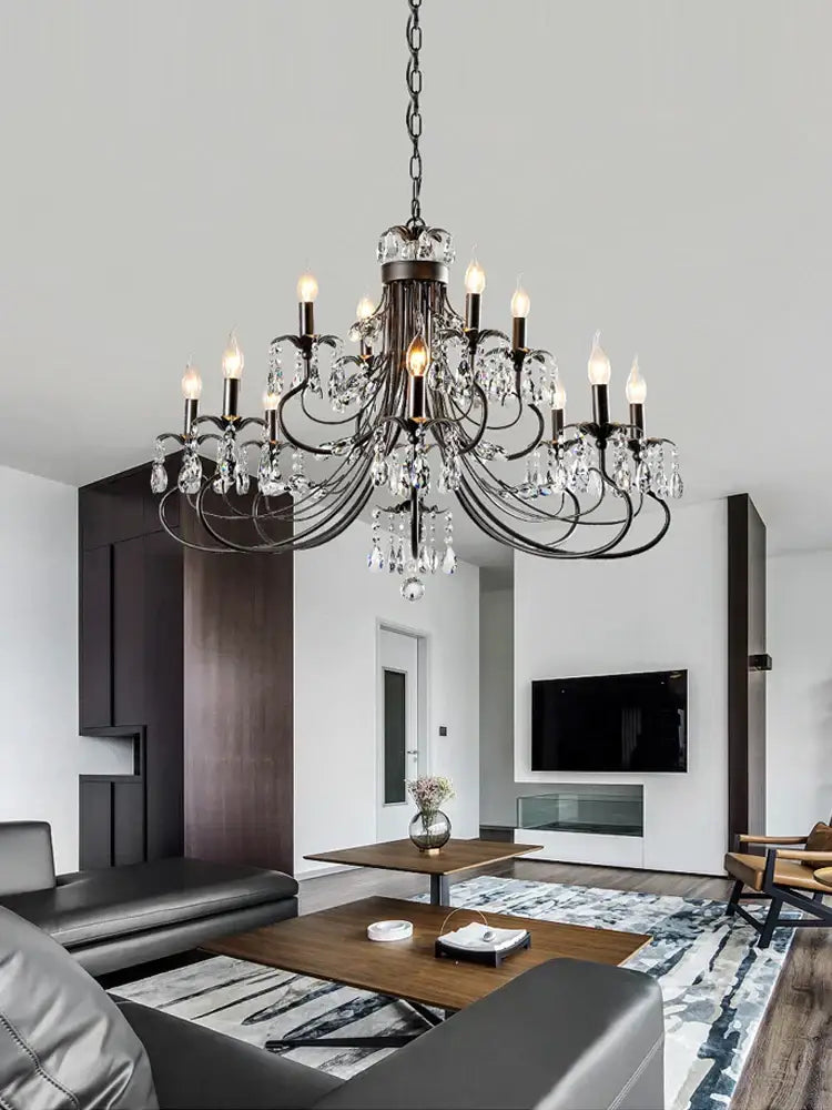 Modern black decorbites crystal chandelier living room pendant light