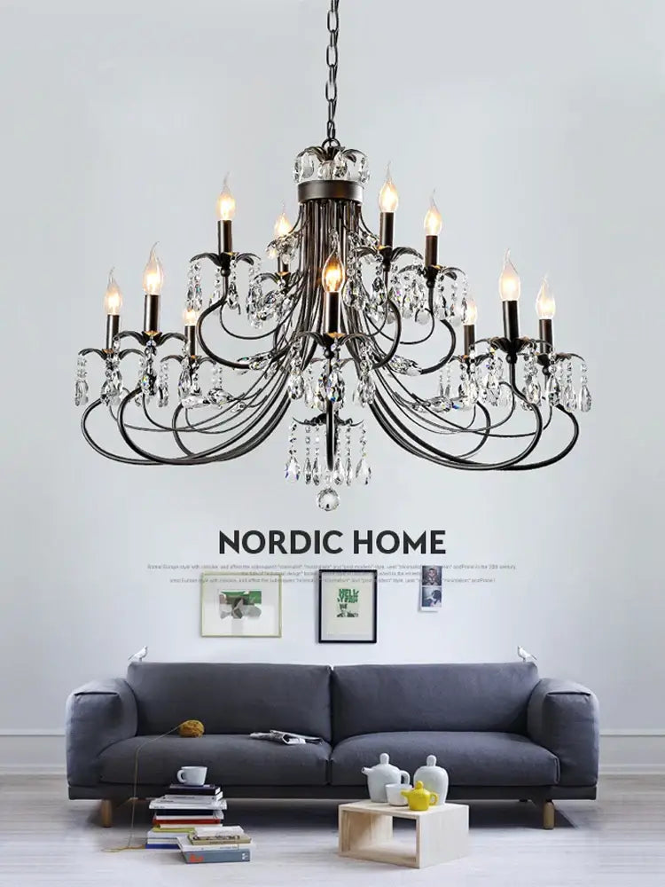Modern black decorbites crystal chandelier living room pendant light