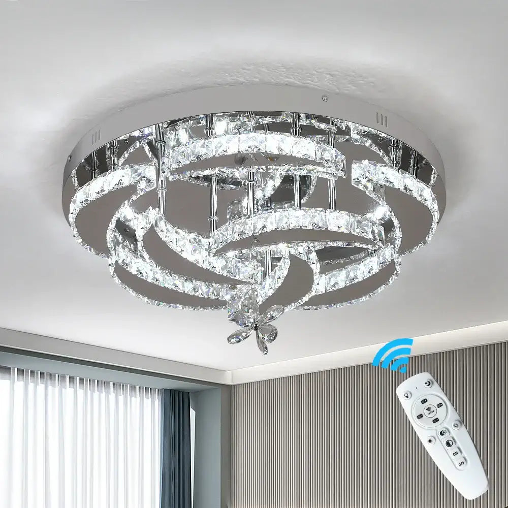 Modern multi tier white crystal chandelier for living room