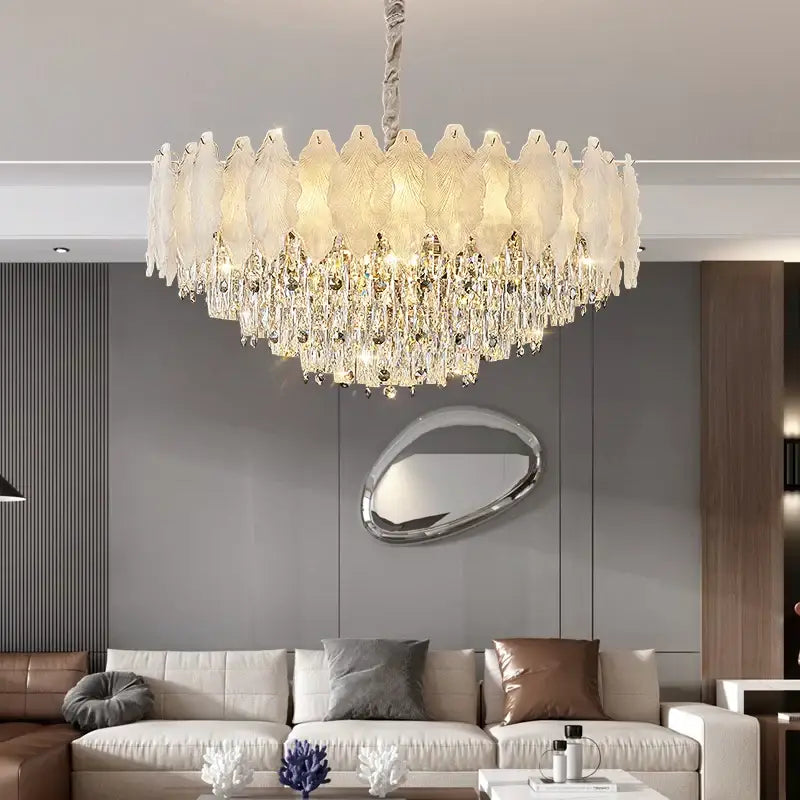 White feather decorbites crystal chandelier for living room