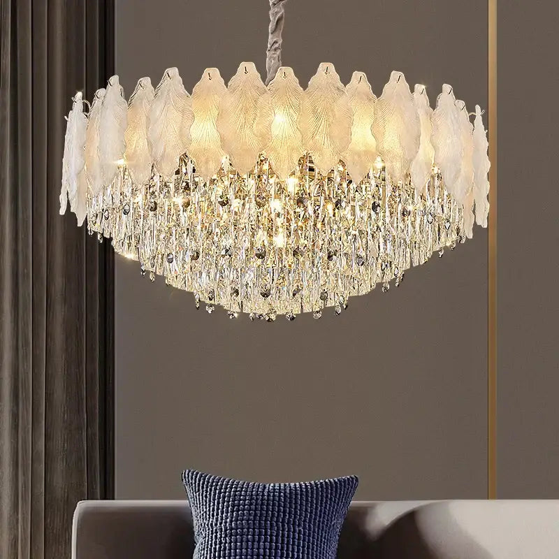 White feather decorbites crystal chandelier for living room