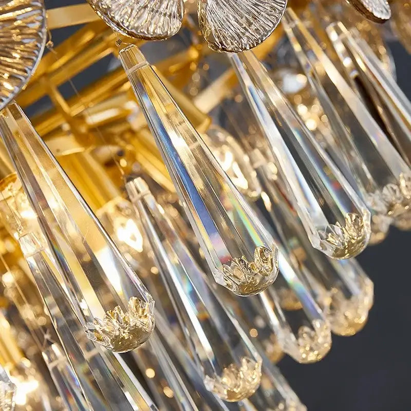 Modern gold petal crystal chandelier dining room pendant light