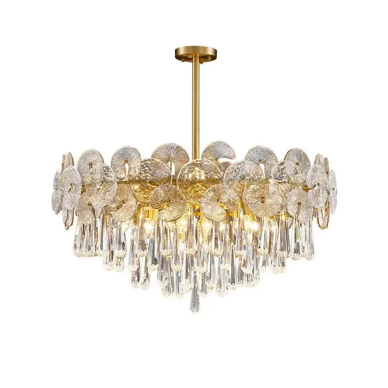 Modern gold petal crystal chandelier dining room pendant light