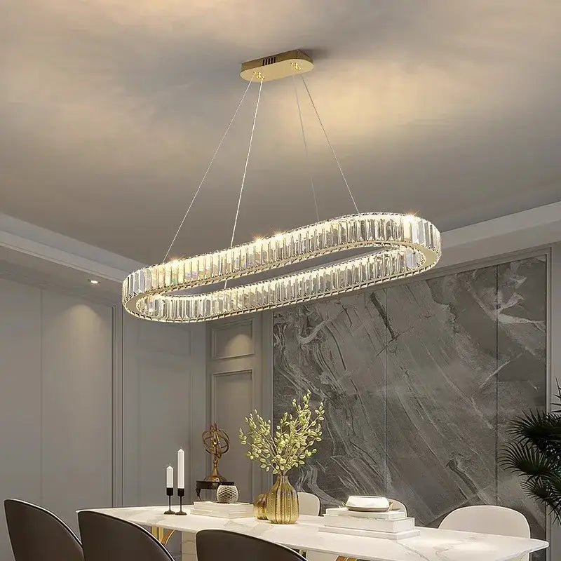 Modern gold double ring decorbites crystal chandelier for dining room