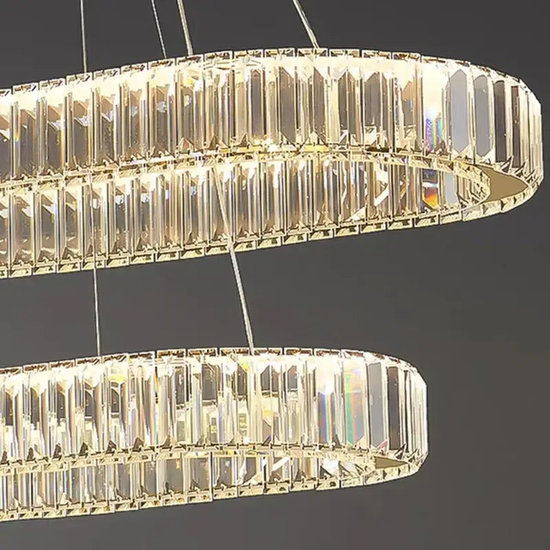 Modern gold double ring decorbites crystal chandelier for dining room