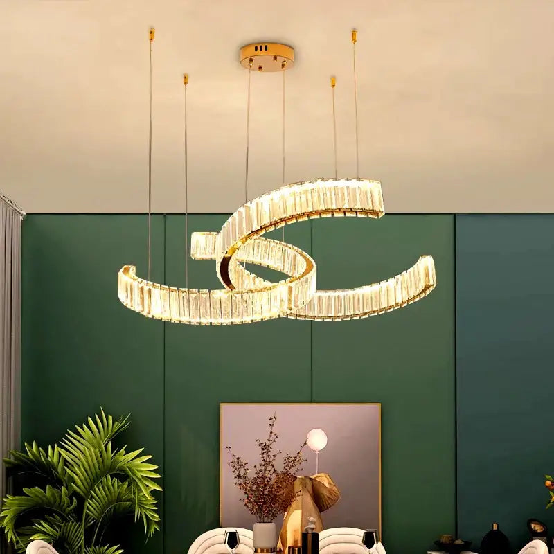 Modern golden spiral decorbites crystal chandelier dining room pendant light