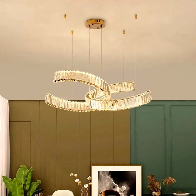 Modern golden spiral decorbites crystal chandelier dining room pendant light