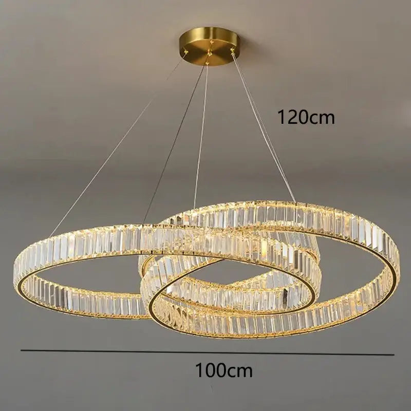 Modern gold double ring decorbites crystal chandelier dining room