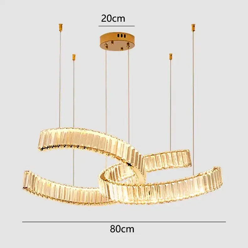Modern golden spiral decorbites crystal chandelier dining room pendant light