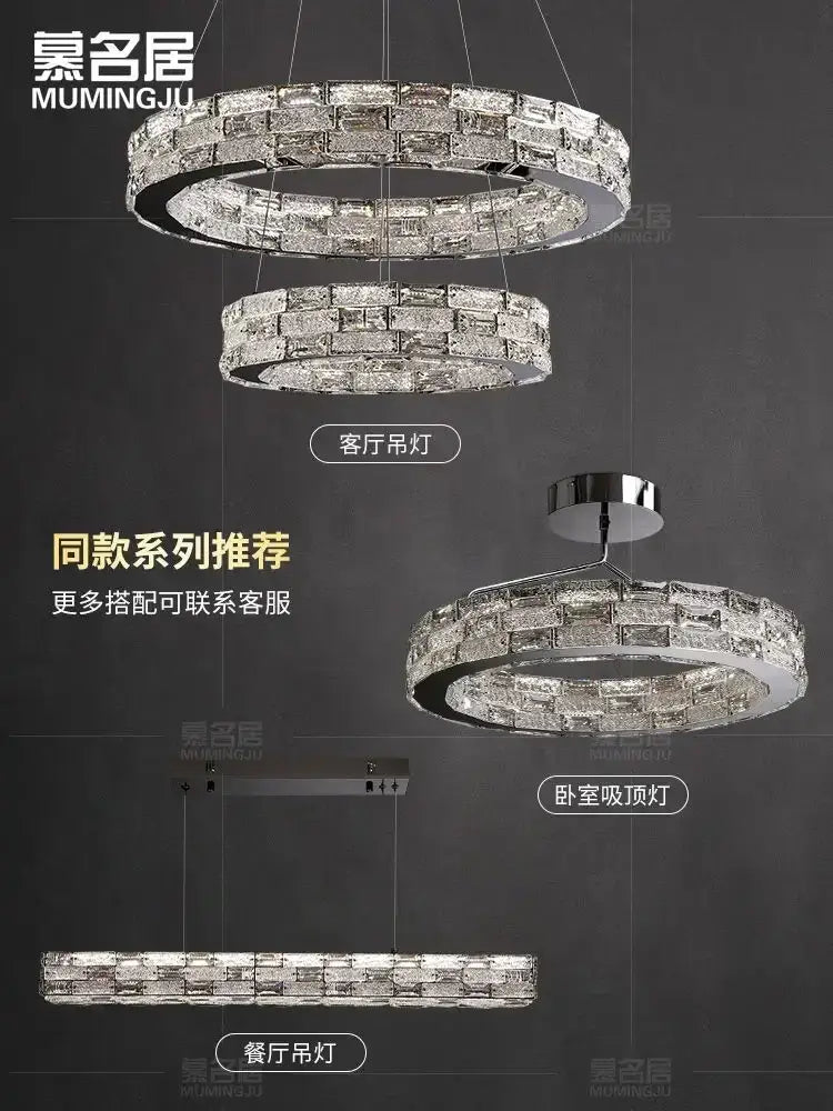 Modern decorbites crystal chandelier chrome led ring light living room