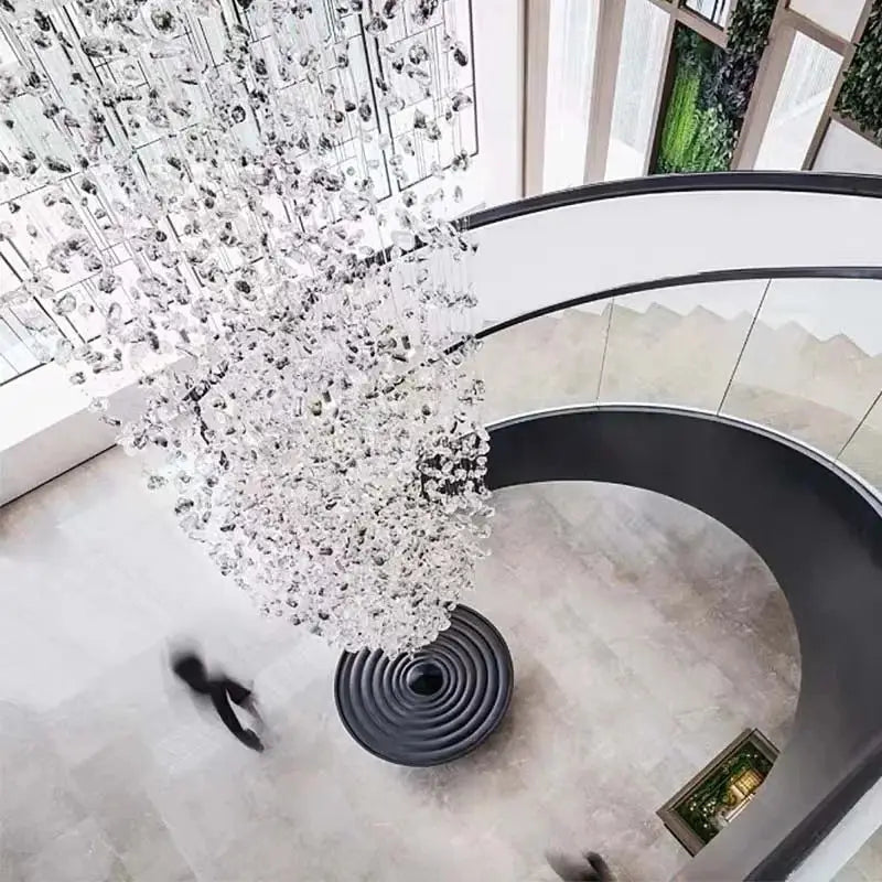 Modern black stone decorbites crystal chandelier staircase light