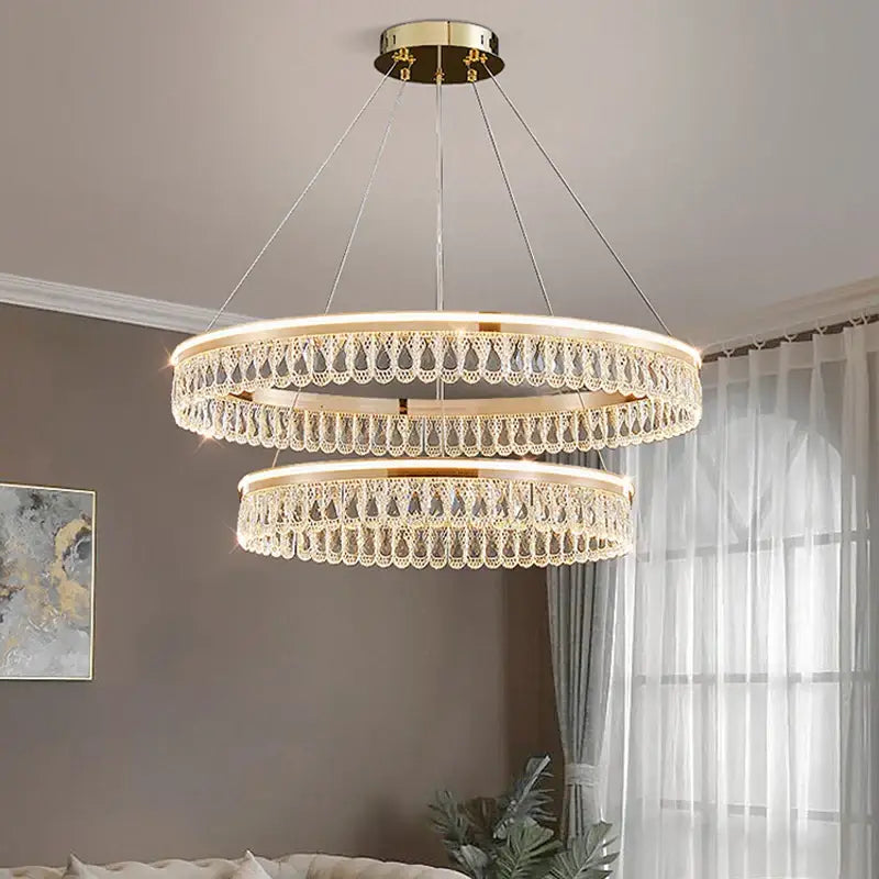 Modern gold three tier decorbites crystal chandelier for dining room