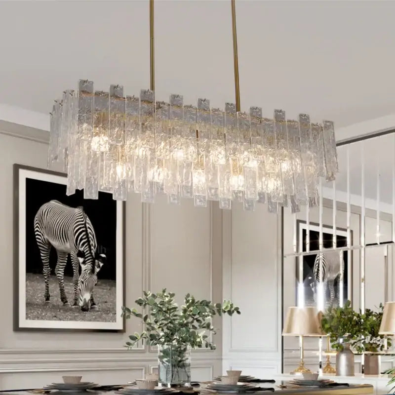 Modern textured glass decorbites crystal chandelier dining room light