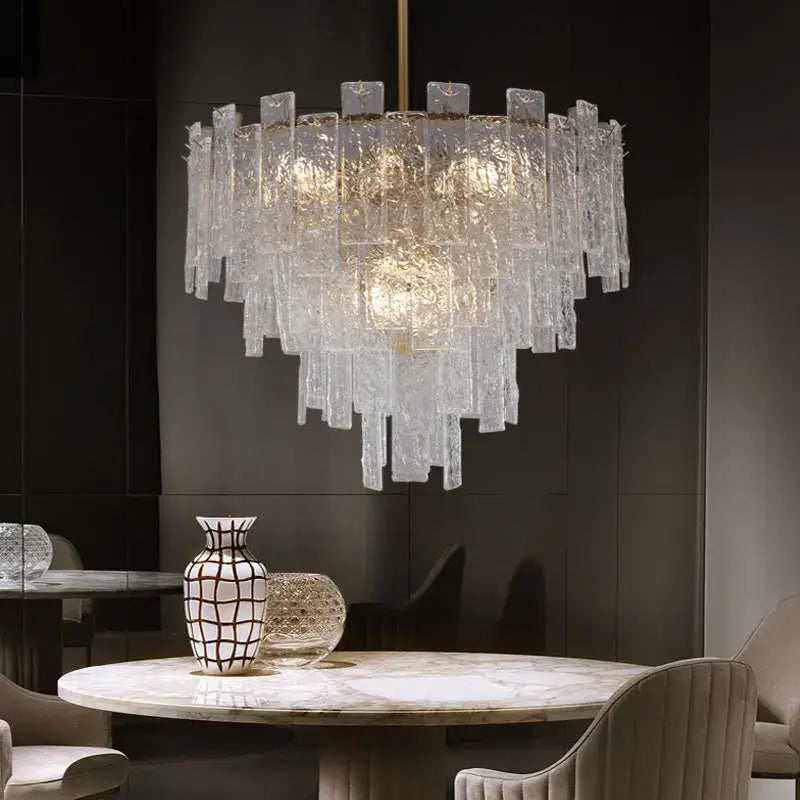 Modern textured glass decorbites crystal chandelier dining room light