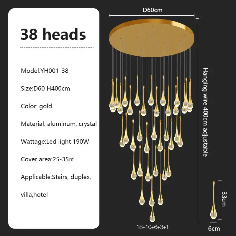Modern teardrop glass decorbites crystal chandelier living room light