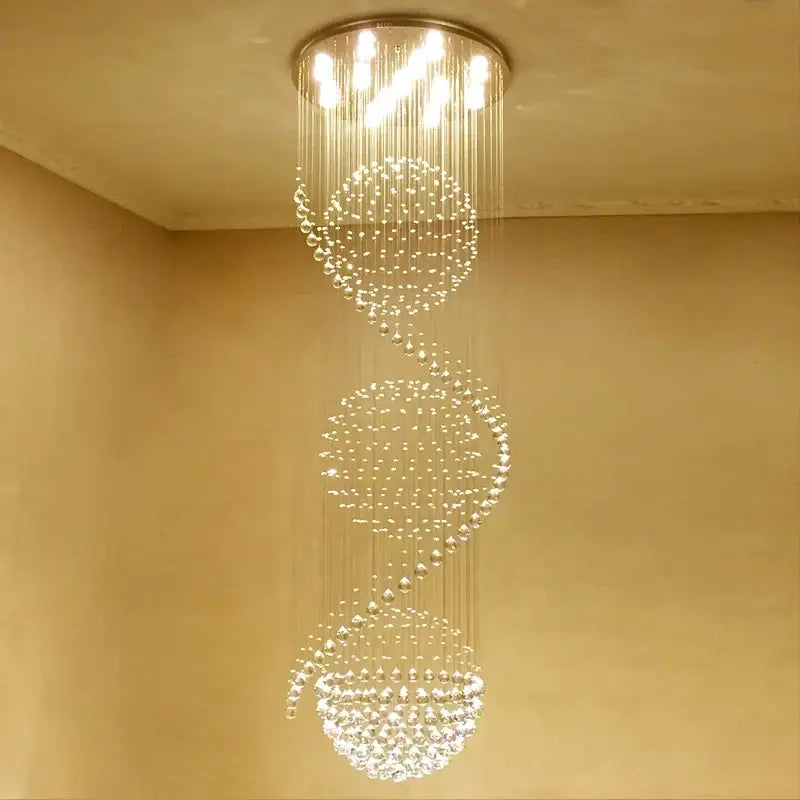 Modern spiral gold decorbites crystal chandelier living room light