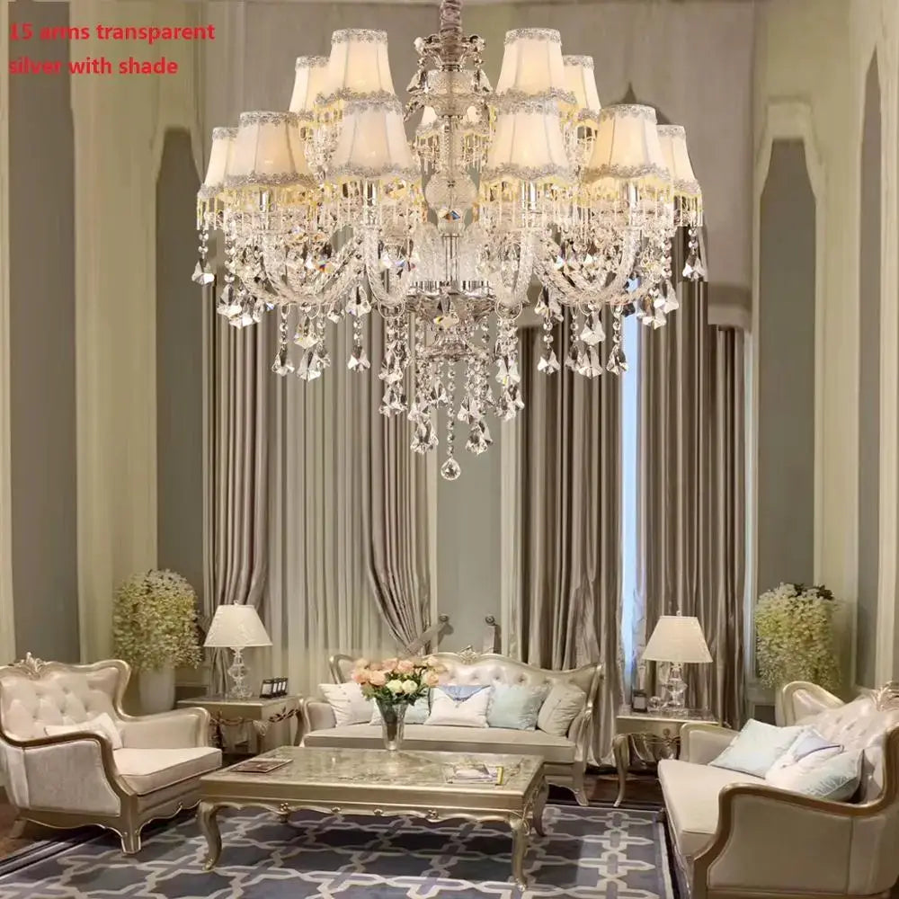 Modern tiered crystal chandelier living room lighting fixture