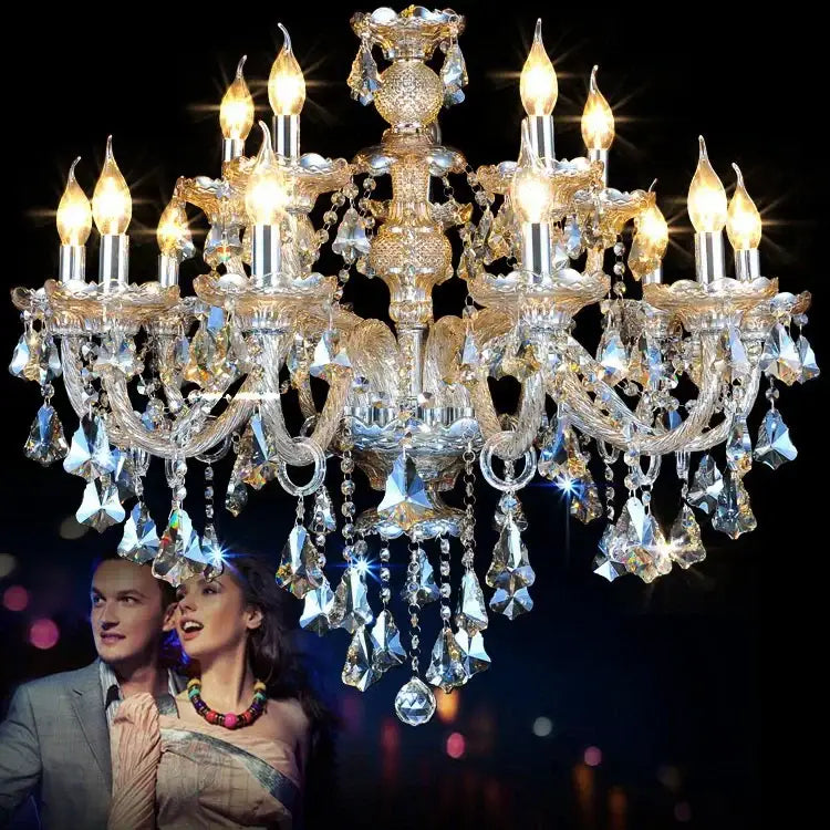 Modern tiered crystal chandelier living room lighting fixture
