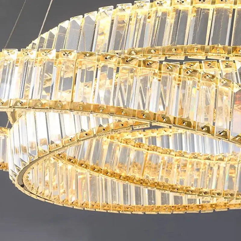 Modern gold double ring decorbites crystal chandelier for dining room