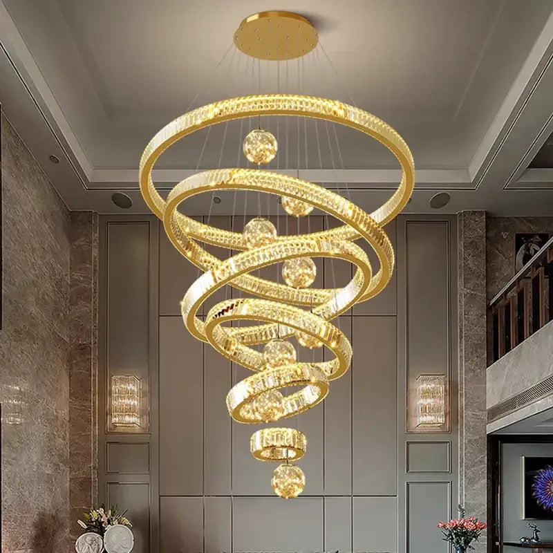 Modern gold spiral decorbites crystal chandelier living room light