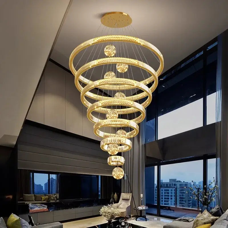 Modern gold spiral decorbites crystal chandelier living room light