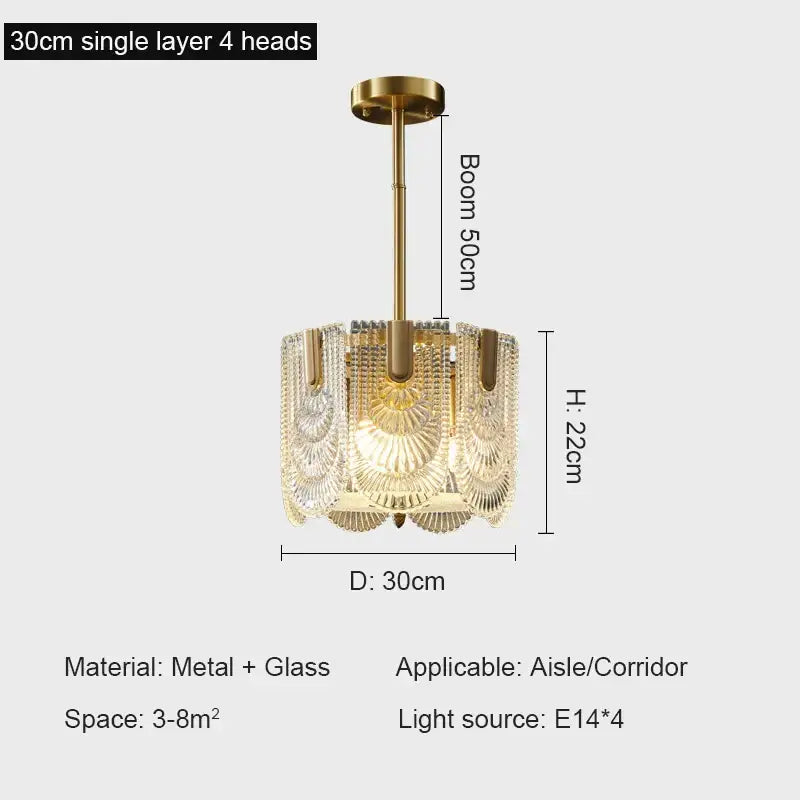 Modern fan crystal chandelier gold tiered living room ceiling lamp