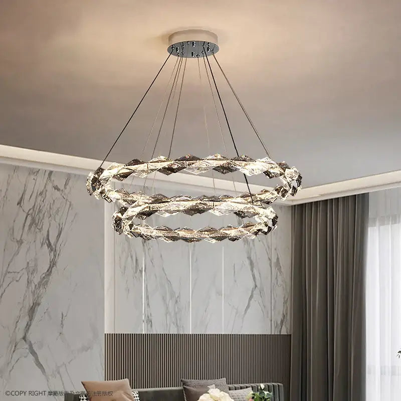 Modern ring decorbites crystal chandelier staircase luxury light