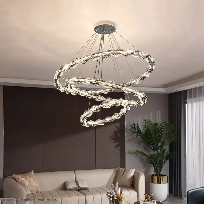 Modern ring decorbites crystal chandelier staircase luxury light