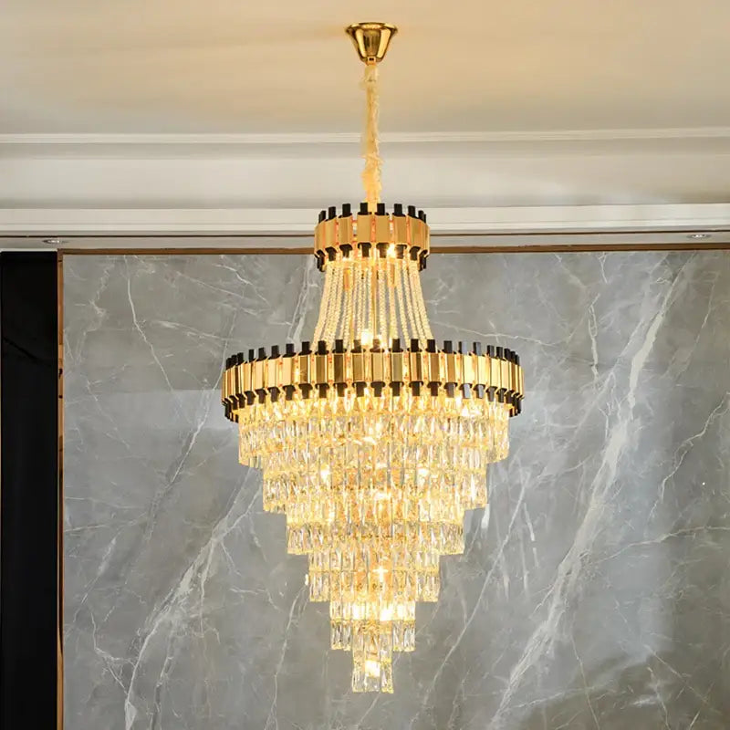 Modern golden tiered decorbites crystal chandelier for banquet hall