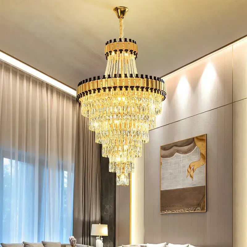 Modern golden tiered decorbites crystal chandelier for banquet hall