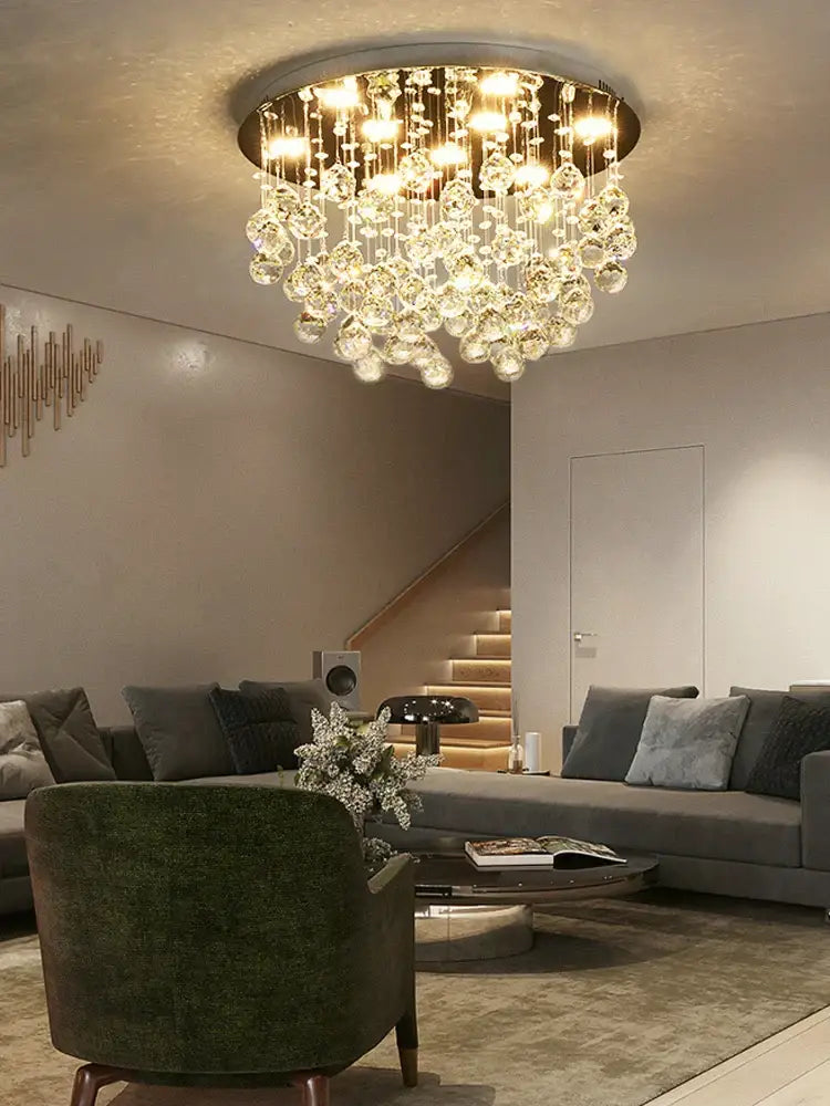 Modern decorbites crystal chandelier with glass orbs for living room