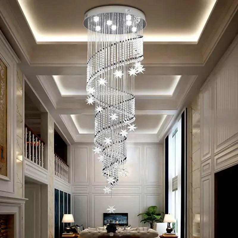Modern spiral decorbites crystal chandelier for living room staircase