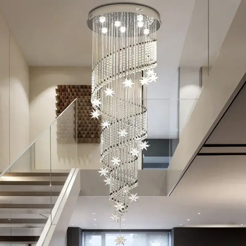 Modern spiral decorbites crystal chandelier for living room staircase