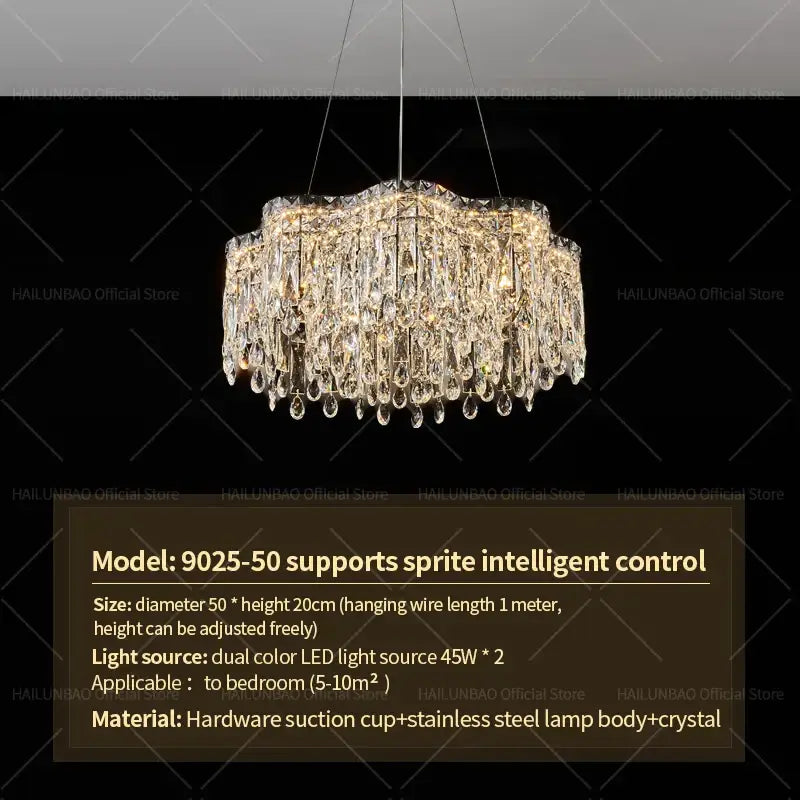 Modern luxury crystal chandelier – dining room cascading light