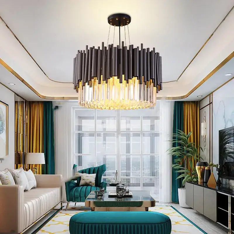 Modern black & gold decorbites crystal chandelier for bedroom
