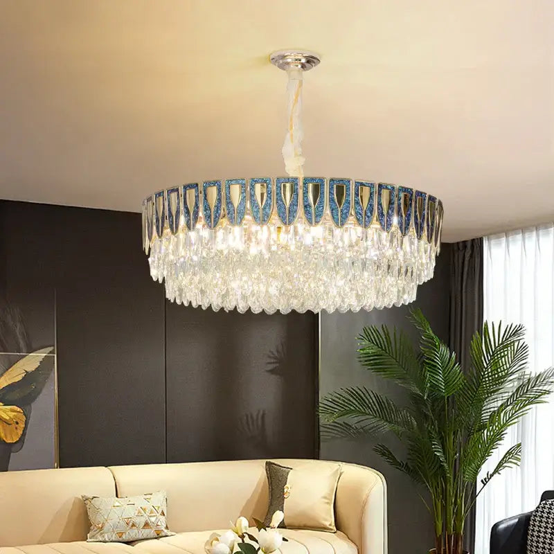 Modern blue & gold decorbites crystal chandelier dining room light