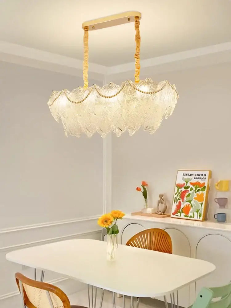 Modern gold decorbites crystal chandelier for living room glass leaf