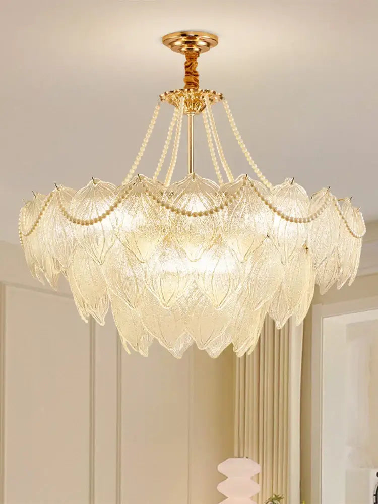 Modern gold decorbites crystal chandelier for living room glass leaf