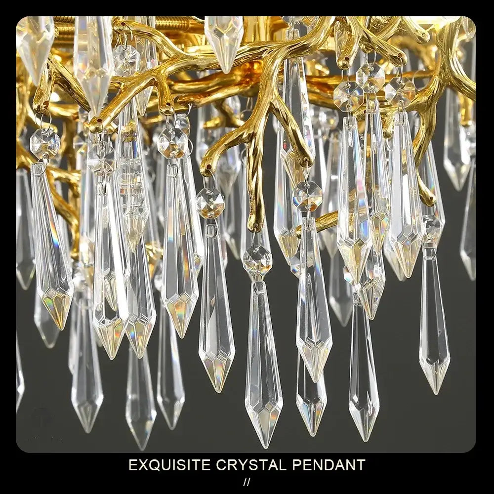 Modern gold branch crystal chandelier dining room light