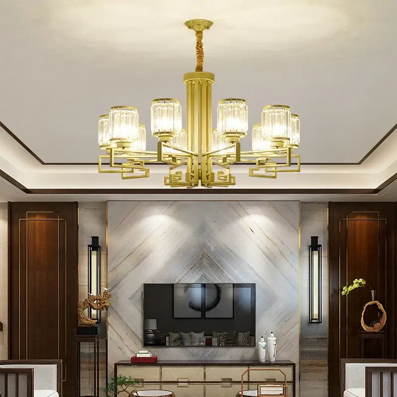 Modern gold geometric decorbites crystal chandelier living room light