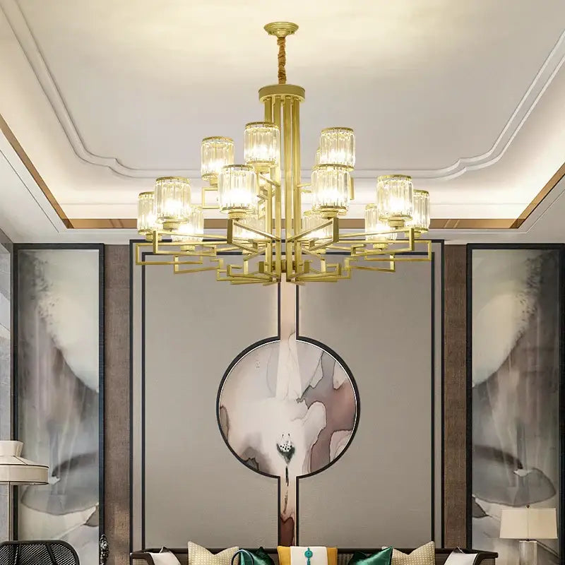 Modern gold geometric decorbites crystal chandelier living room light
