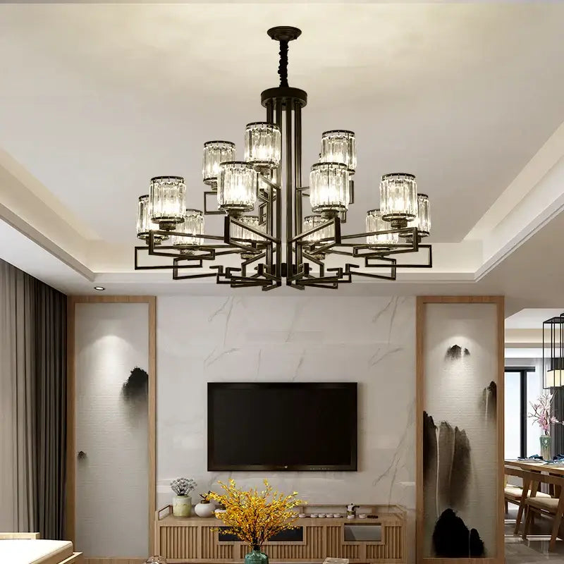 Modern gold geometric decorbites crystal chandelier living room light