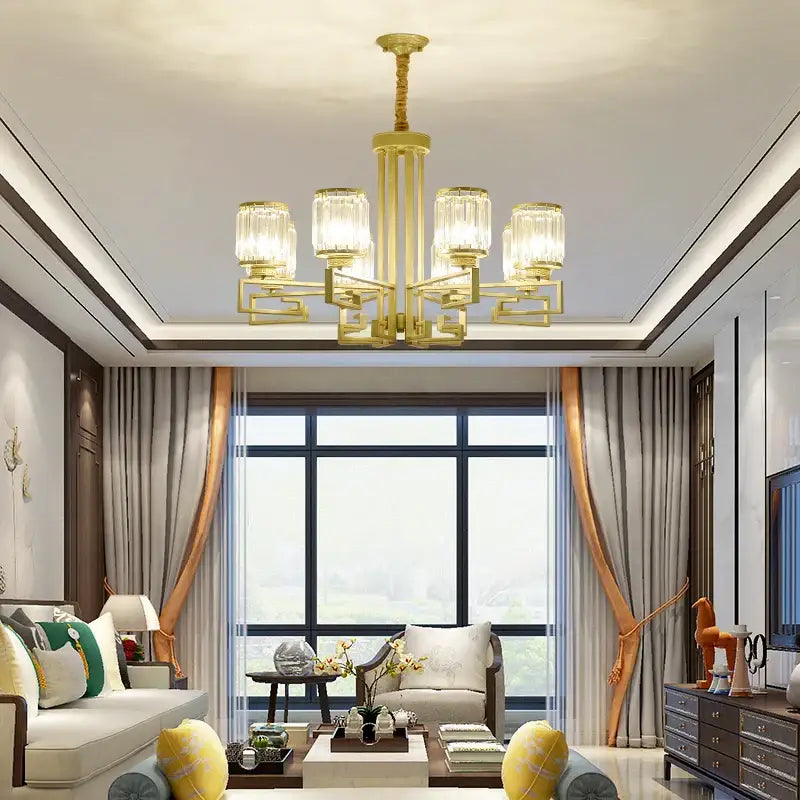 Modern gold geometric decorbites crystal chandelier living room light