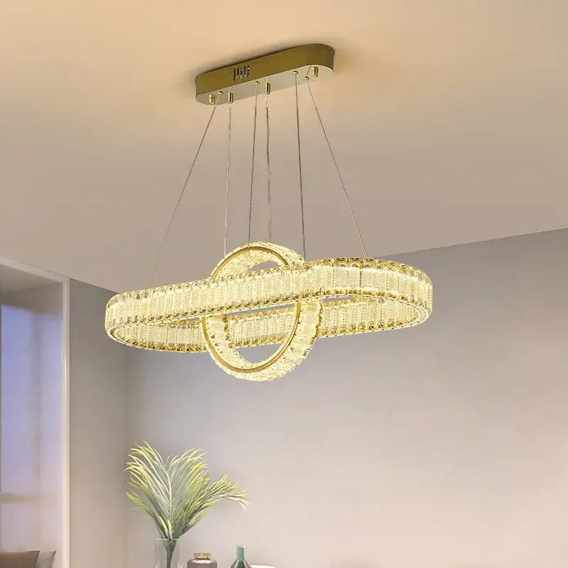 Modern gold interlocking ring decorbites crystal chandelier living room