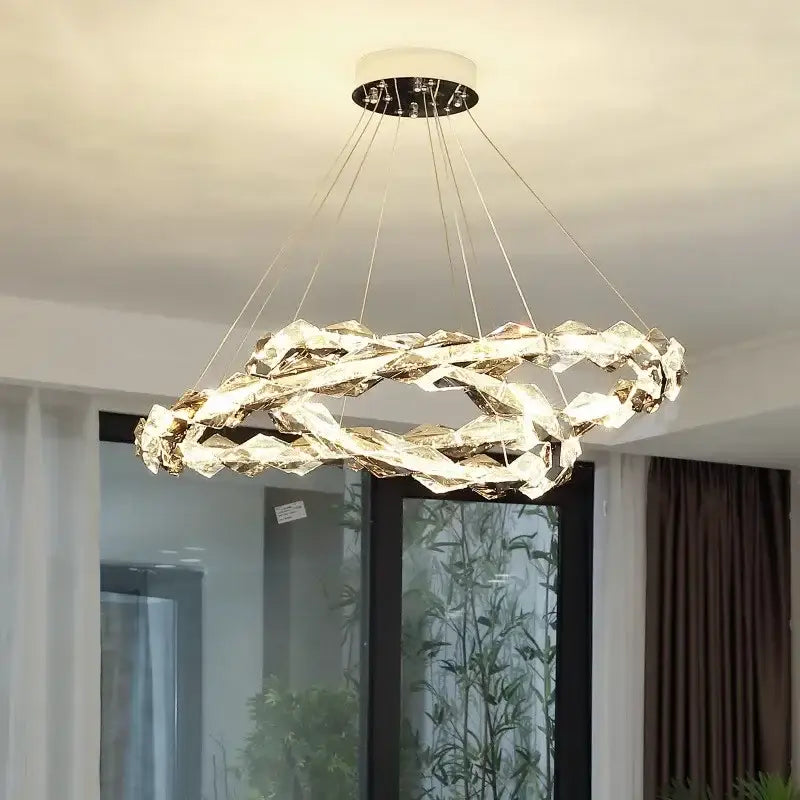 Modern gold spiral crystal chandelier pendant light dining room