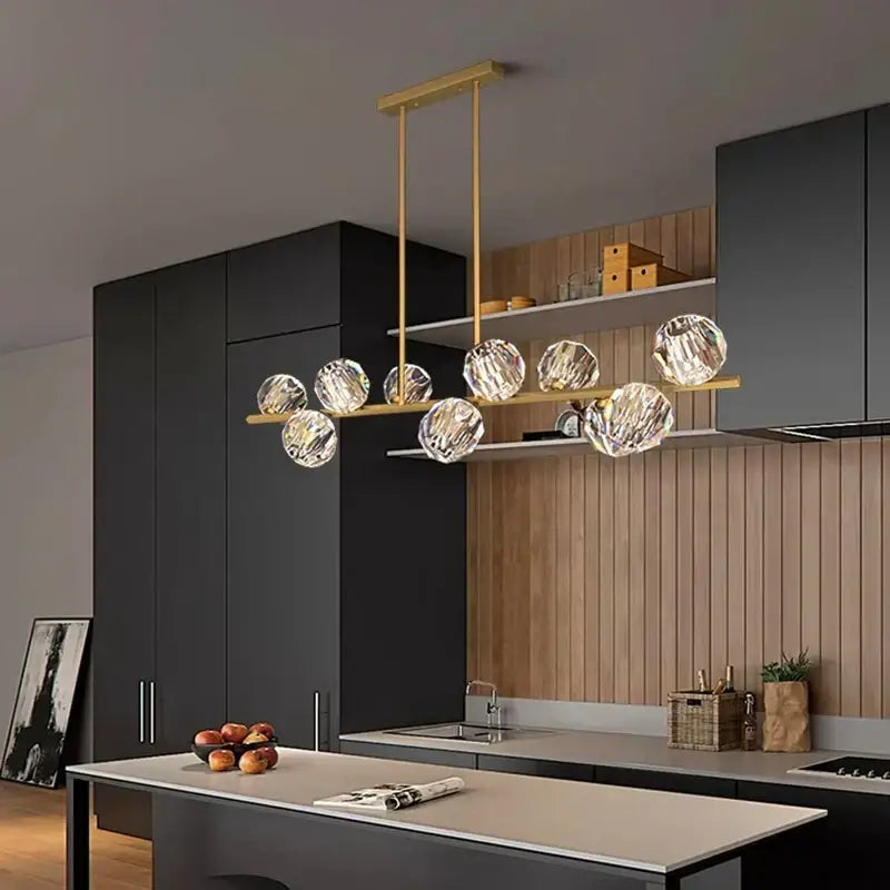 Modern gold crystal chandelier pendant light for dining room