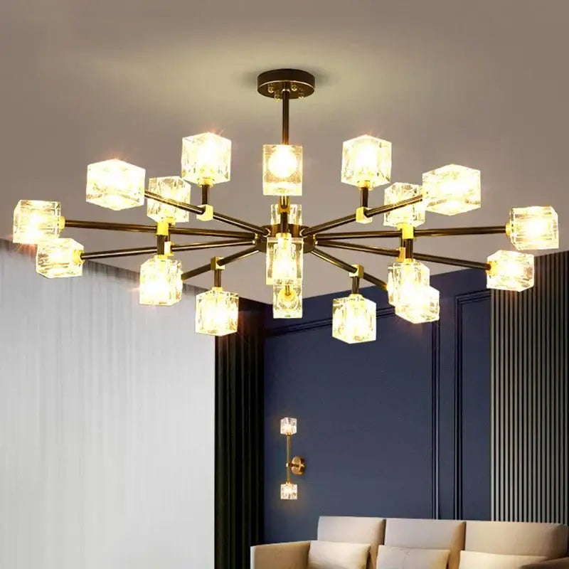 Luxury gold crystal chandelier pendant light for living room