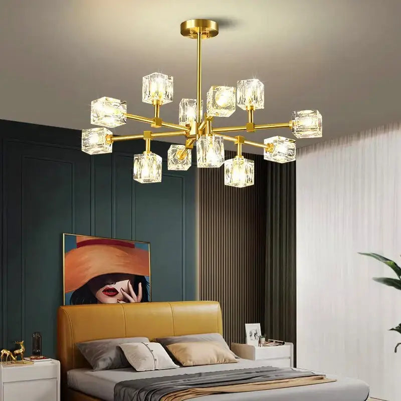 Luxury gold crystal chandelier pendant light for living room