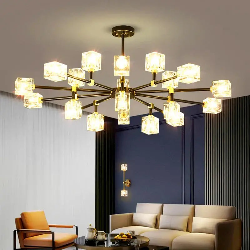 Luxury gold crystal chandelier pendant light for living room