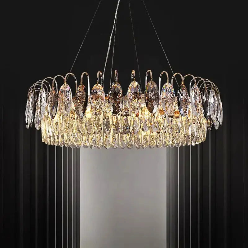 Luxury gold amber crystal chandelier pendant light living room